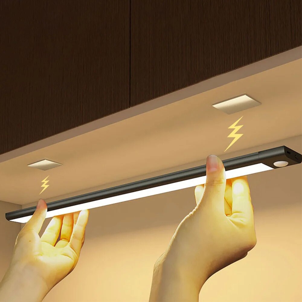 Wireless USB Rechargeable Motion Sensor LED Bar Light Induction Night Light Portable Cordless Magnetic Cabinet Lamp for Kitchen
