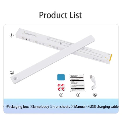 Wireless USB Rechargeable Motion Sensor LED Bar Light Induction Night Light Portable Cordless Magnetic Cabinet Lamp for Kitchen